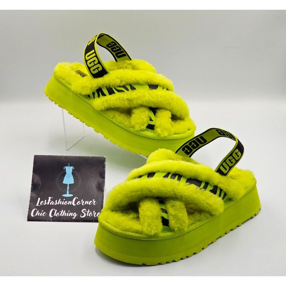 UGG Women's Animalia Green Disco Cross Slide Platform Sandals Size 7 2695 - Picture 5 of 16